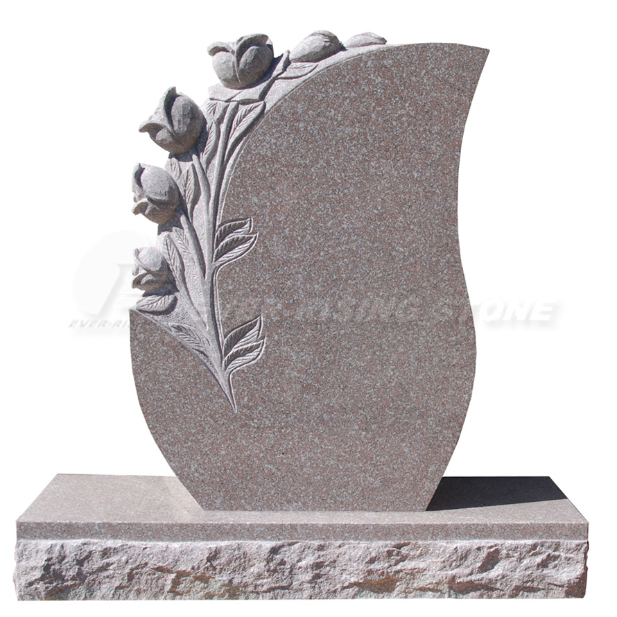 Розовая роза резьба по граниту Headstone