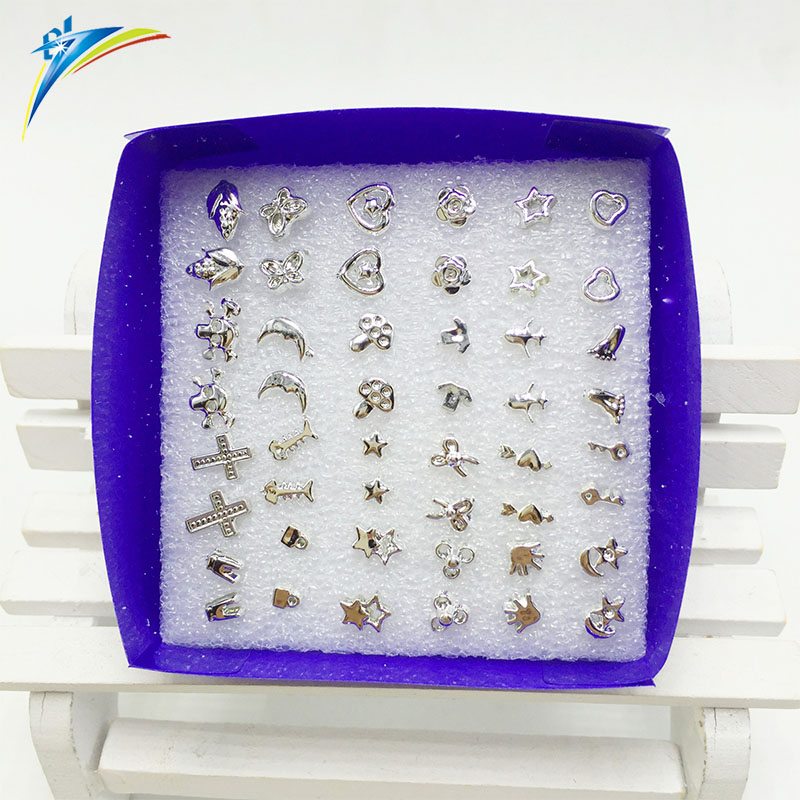 Fashion 24pairs earring set silver anti allergy plastic stud earrings