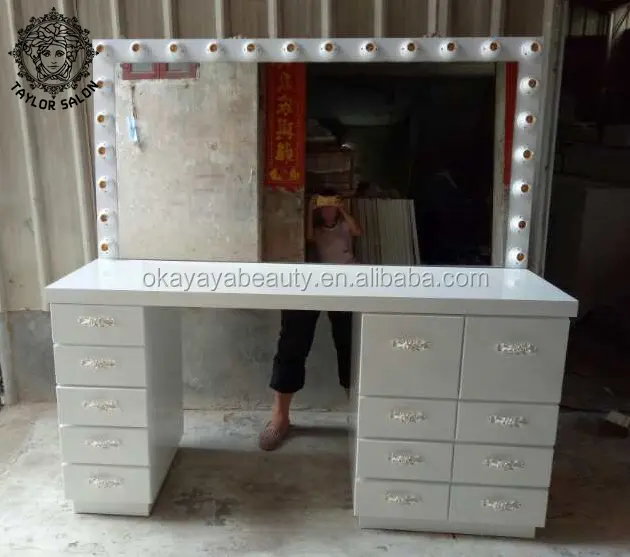 Salon styling station mirror station desk make up mirror with lamp