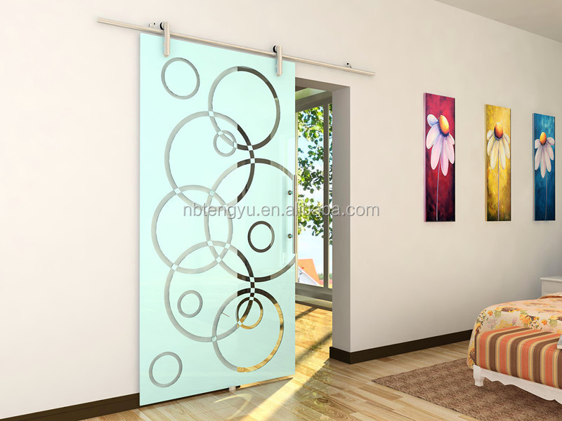 Wood sliding door glass door with aluminum alloy hardware