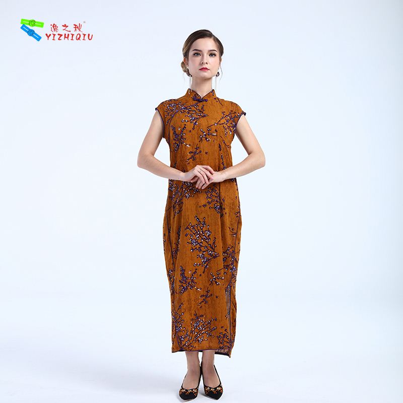Традиционное китайское платье Чонсам изменение cheongsam длинное цельнокроеное платье
