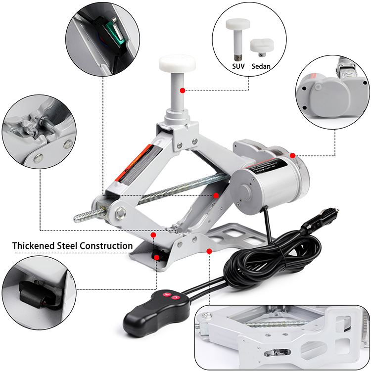 High Quality CE ISO Professional OEM Portable Mini 3T 12V Durable Electric Screw Scissor Car Jack and Electric Impact Wrench