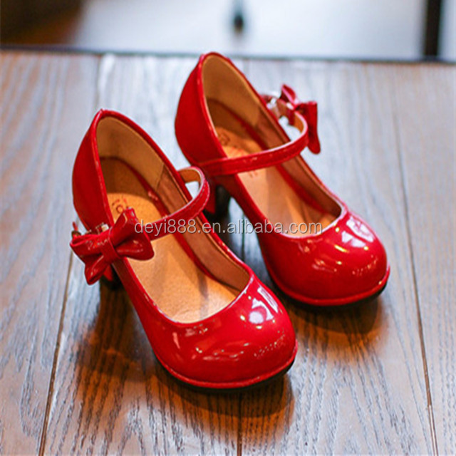 Stylish girls party shoes high heel princess shoes fashion bowknot girls shoes