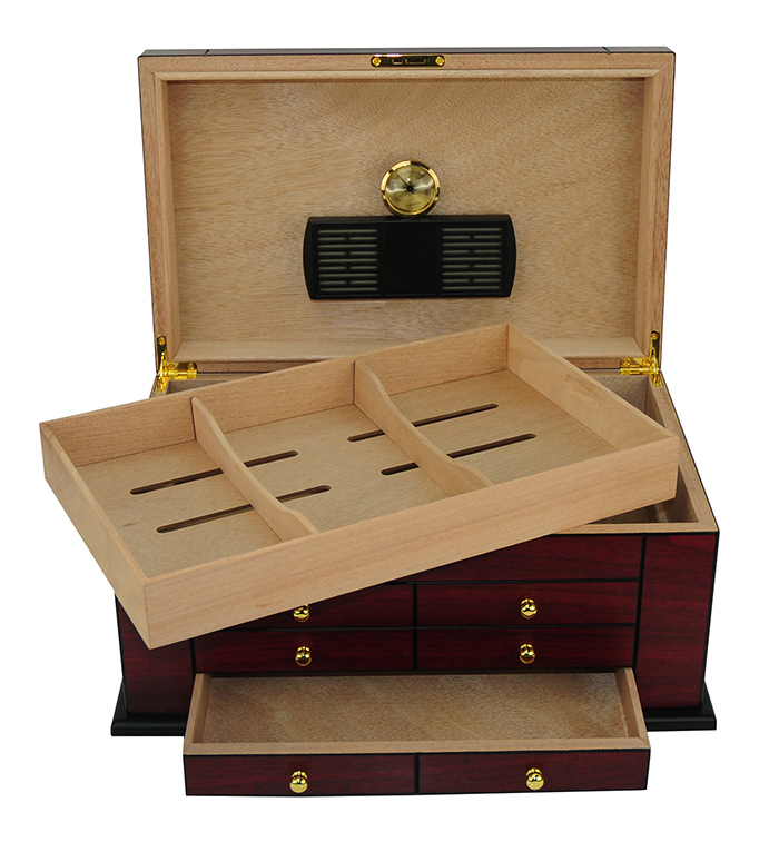 High End Cherry Wooden Cigar Travel Humidor Cabinet for Storage Cigars