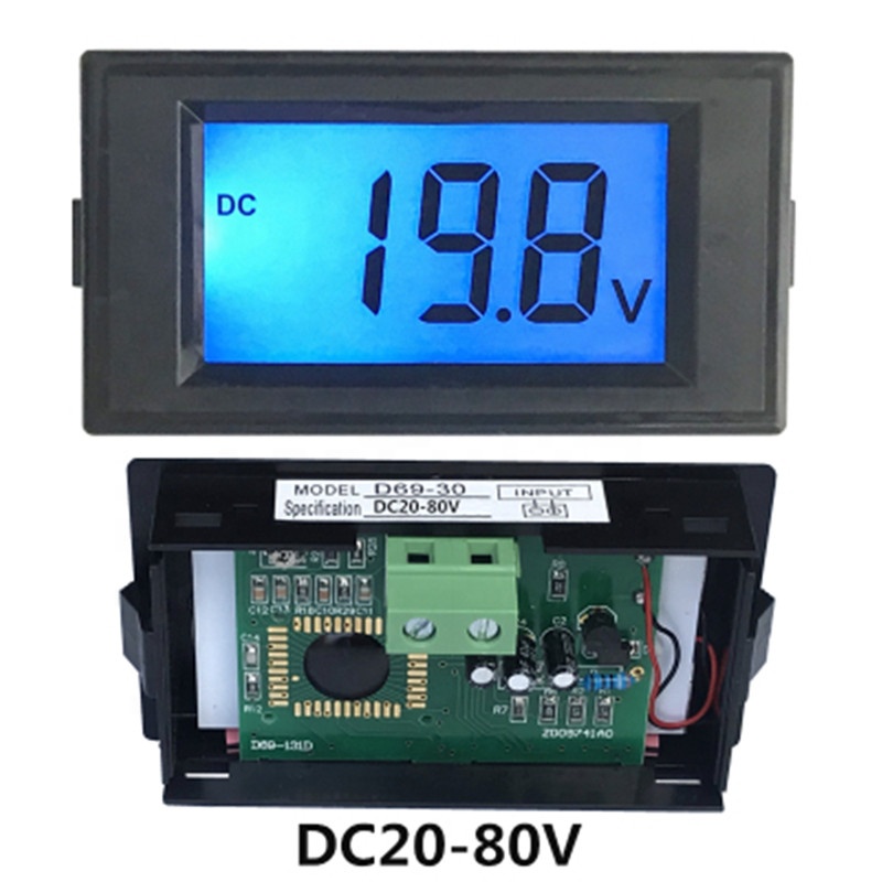 D69-30 DC20-80V 2-провода ЖК-цифровой вольтметр постоянного тока Вольт Метр панели устройство контроля уровня напряжения тестер