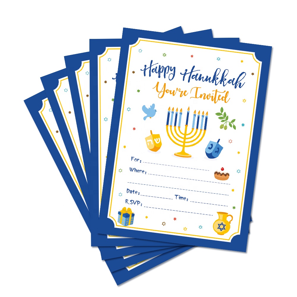 ZZ014 hanukka, товары для вечеринок, пригласительная карточка, бумажная карточка для еврейских праздников 2019, новый дизайн, Прямая продажа с завода