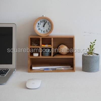 creative office bamboo desk organizer shelf