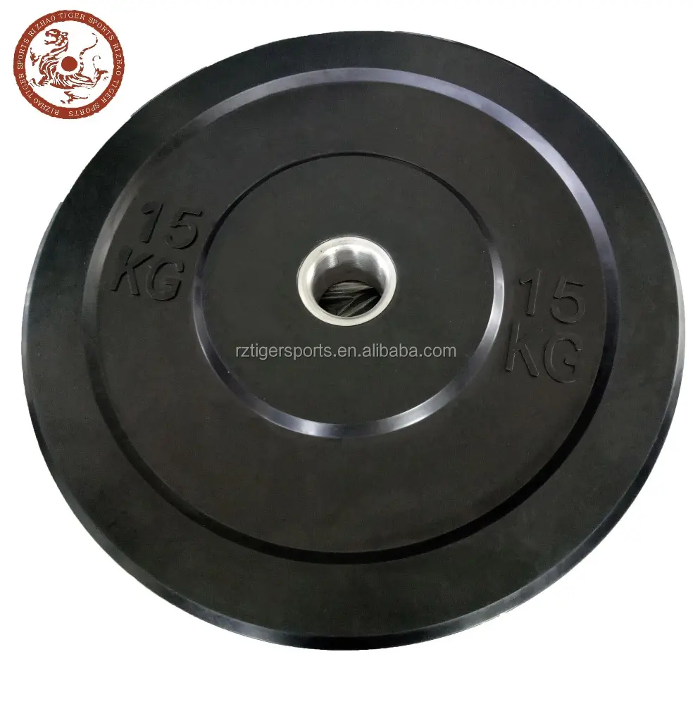 Gym equipment high quality black rubber bumper weight plates barbell plates