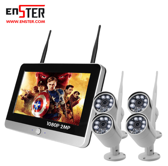 Xmeye 4CH 1080P Night Vision 12Inch LCD Screen Surveillance Kit Home Security Camera Wireless NVR System