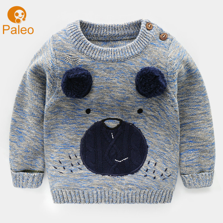 OEM ODM Factory Cute Kids Cotton Long Sleeve Knitting Patterns Bear Child Boys Sweater