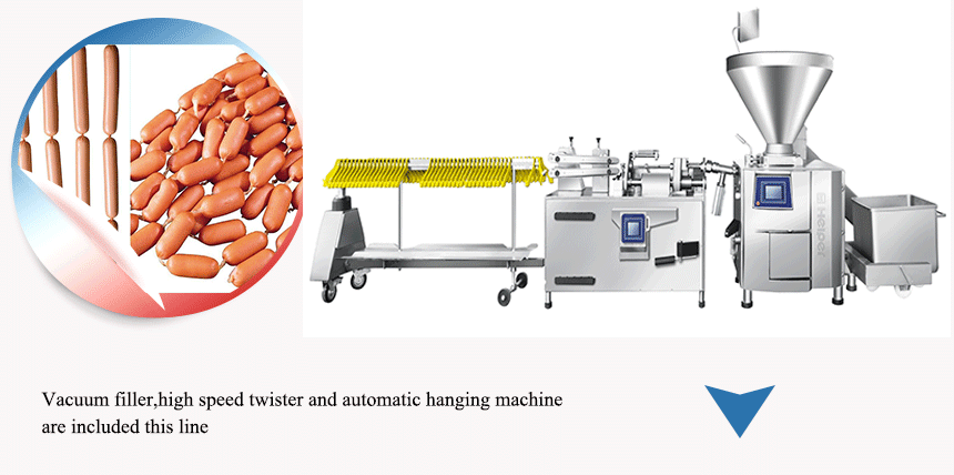 500kg/h sausage making machine production line industrial automatic sausage stuffer machine