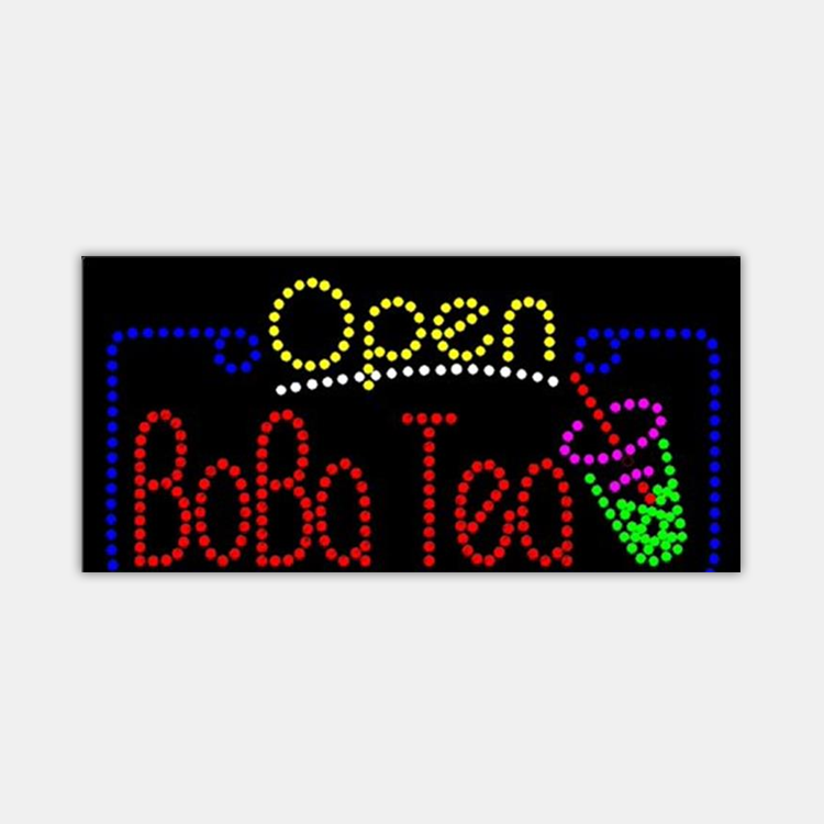 Открытый светодиодный анимационный знак boba tea
