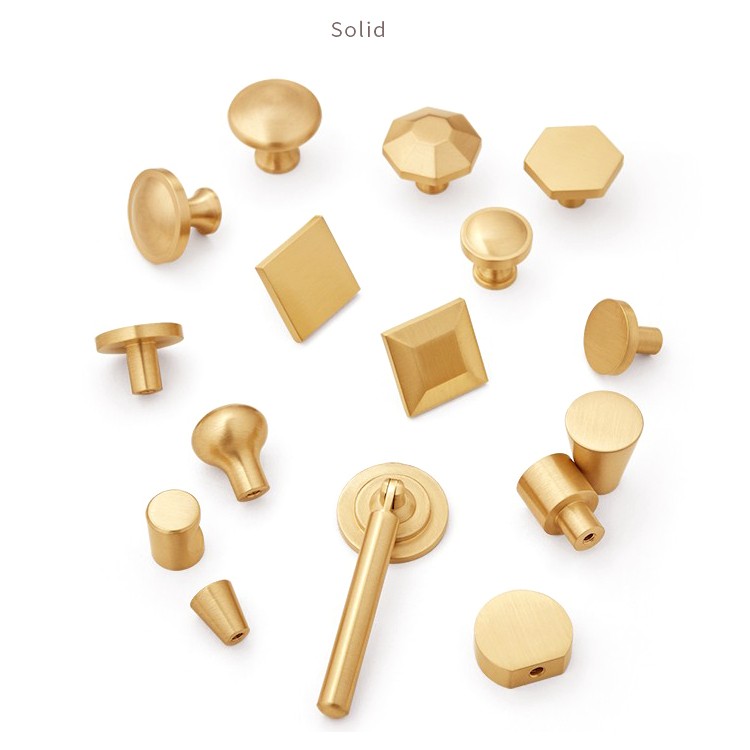 Cabinet hardware Gold round door knobs solid brass handle