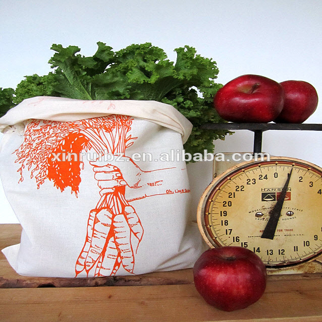 Customized 100%cotton Reusable Produce Bags canvas storage drawstring bag