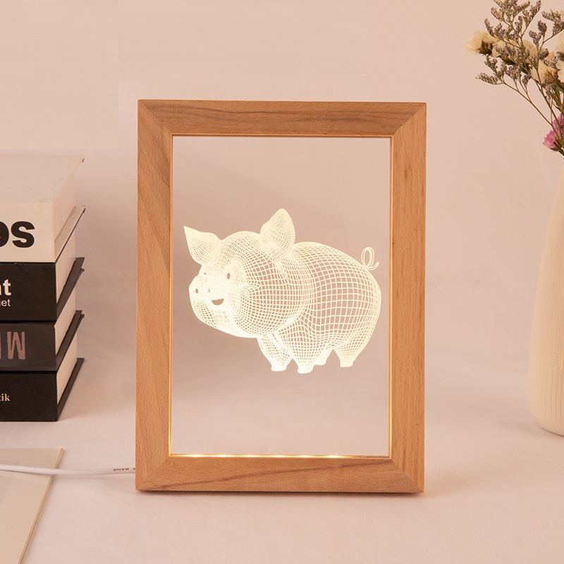 Новый продукт 3D Творческий лампа деревянная фоторамка ночник для украшения дома