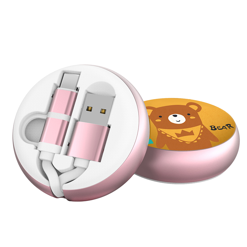 Портативный подарок настройки 2-в-1 Micro USB для типа C Выдвижной USB-кабель для передачи данных
