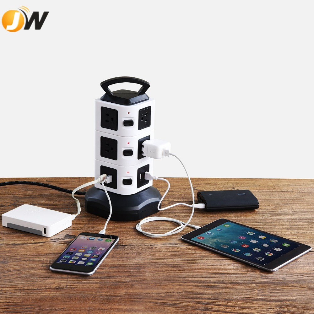 Dongguan поставщик 10 розеток США 4 порта USB вертикальный удлинитель стабилизатор напряжения американский стандарт розетка