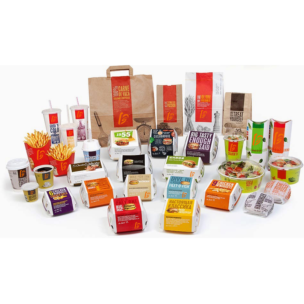 Wholesale KFC Fried Chips Burger Fast Food packing box Custom Print Paper Hamburger Box Packaging