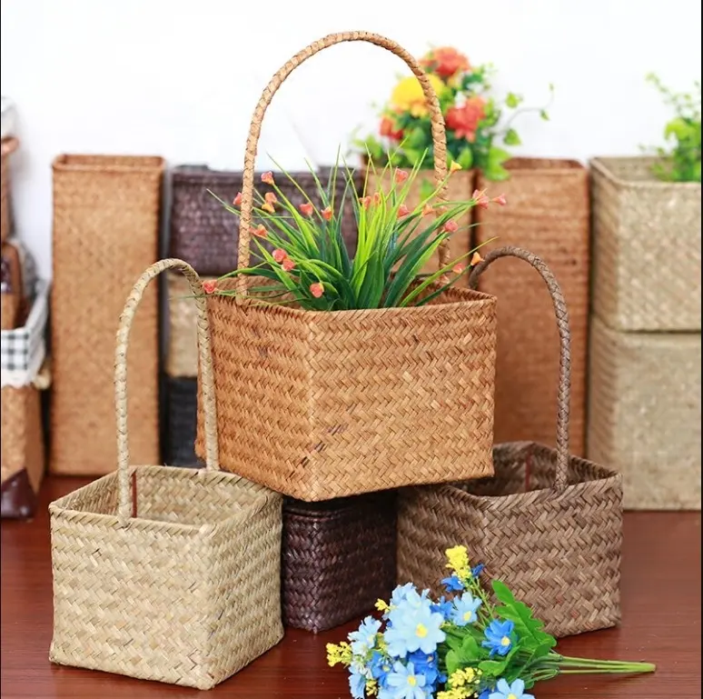 Декоративные сушеные плетеные подарки бамбуковая ротанговая подвесная Корзина держатель для горшка для растений
