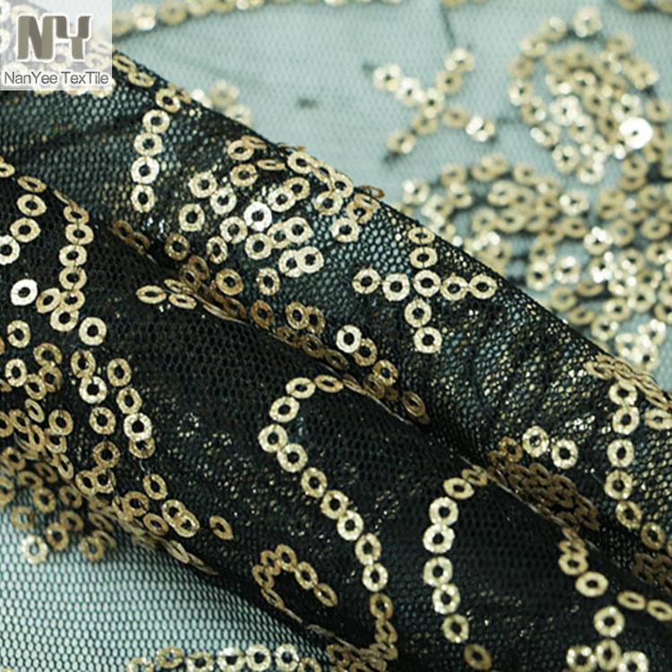 Nanyee Textile Glitter Floral Embroidery Sequin Fabric