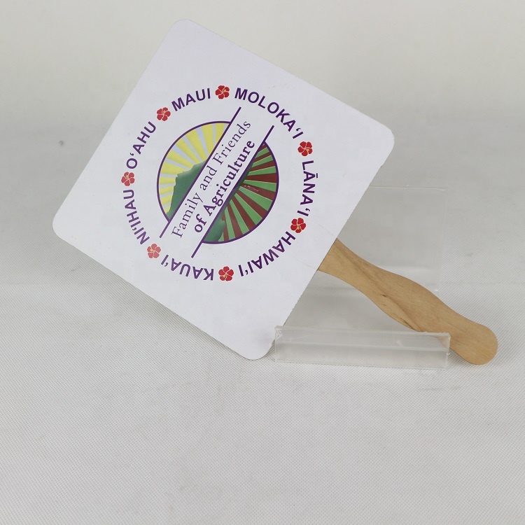 Custom Design Printed Promotional paper wood hand fan to consumer