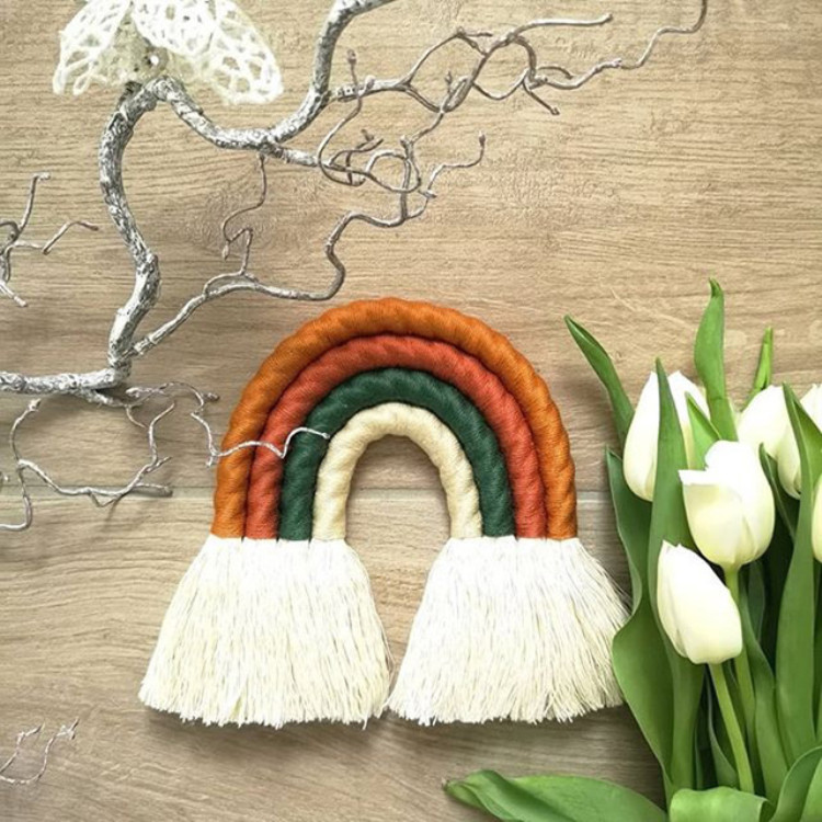 Радужная настенная Подвеска из волокна, искусство, Декор, макраме, радуга, детская комната, Декор