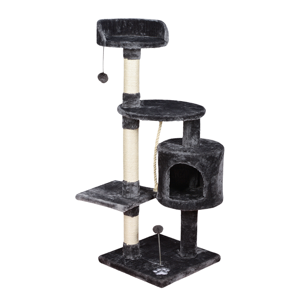 Short Plush High Quality Middle Size Dark Grey Cat Trees Cat Condo