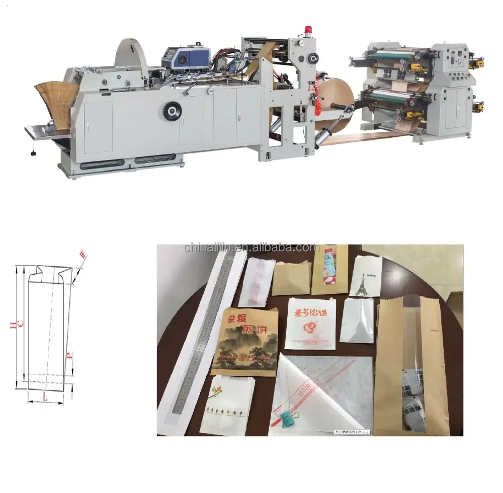 LMD-400B+YT-4800 High Speed KFC Food Paper Bag Making Machine Price With Flexo Printing Unit With Window