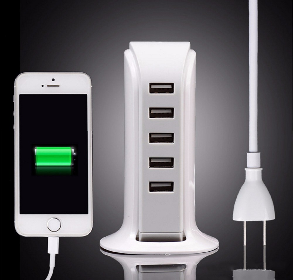 Оптовая продажа, зарядная станция usb на 5 портов мощностью 25 Вт с быстрой зарядкой QC2.0