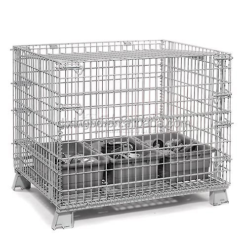 Logistic Foldable Wire Mesh Container With Lid ,Heavy Duty collapsible steel wire Mesh pallet container with best pric