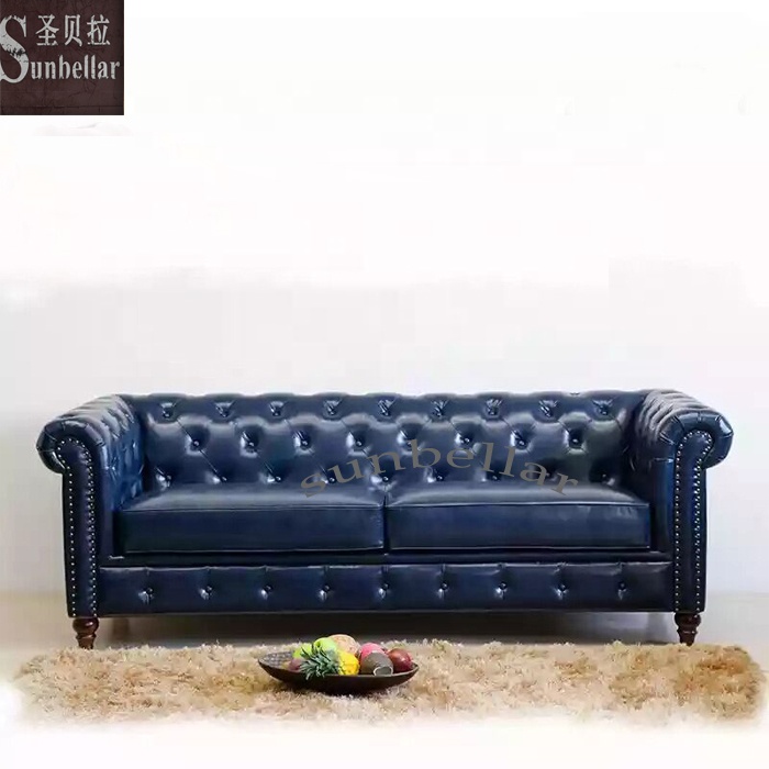 Фабричный кожаный диван, набор мебели, Филиппины, диван chesterfield, стеганная спинка с деревянными ножками