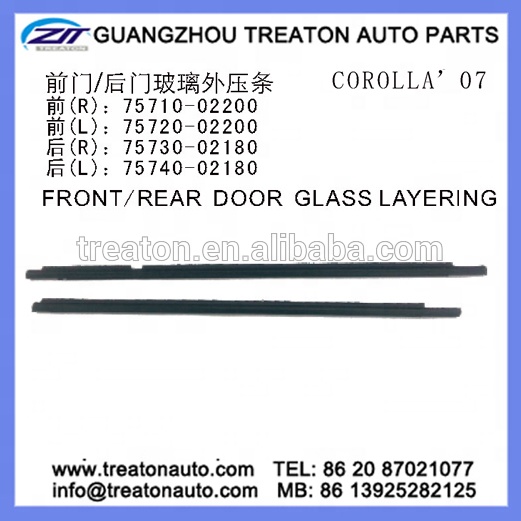 Стеклянная полоса двери для COROLLA 2007 FR 75710-02200 FL 75720-02200 RR 75730-02180 RL 75740-02180