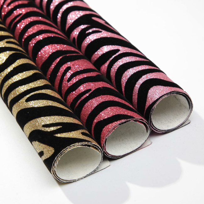 54 inch (1.37 m)Velvet Zebra-stripe glitter fabric wallpaper