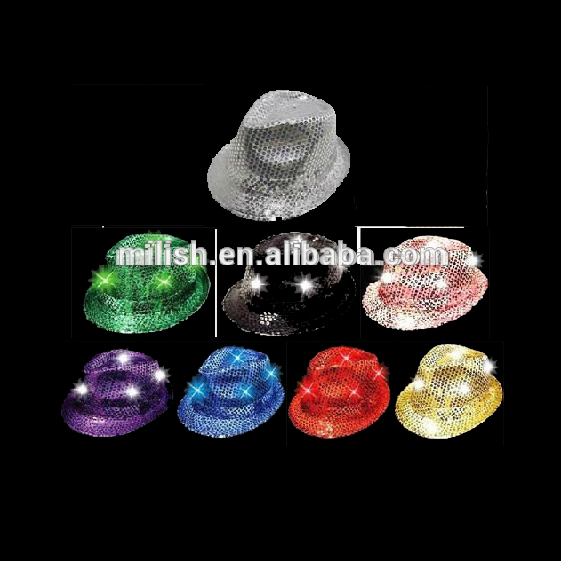 Вечеринка Фестиваль вышивка Свечение led топ шляпа/LED FEDORA MH-1488
