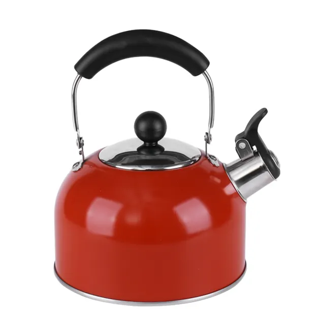 Red Coating Whistling Water Tea Kettle High Quality 304 Stainless Steel with Wooden Handle 2.3L Boil Water Color Box White/black