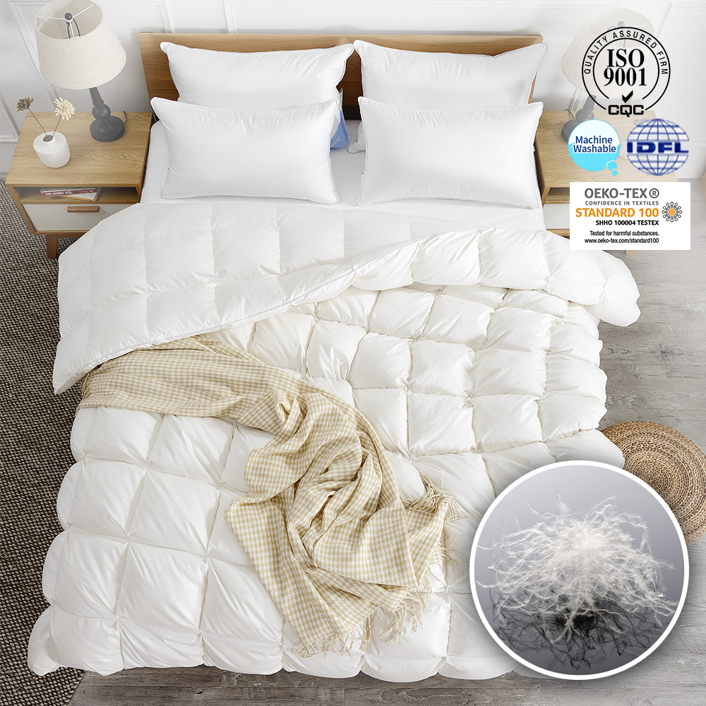 Premium decorative Dueen size 90% goose down comforter hotel duvet