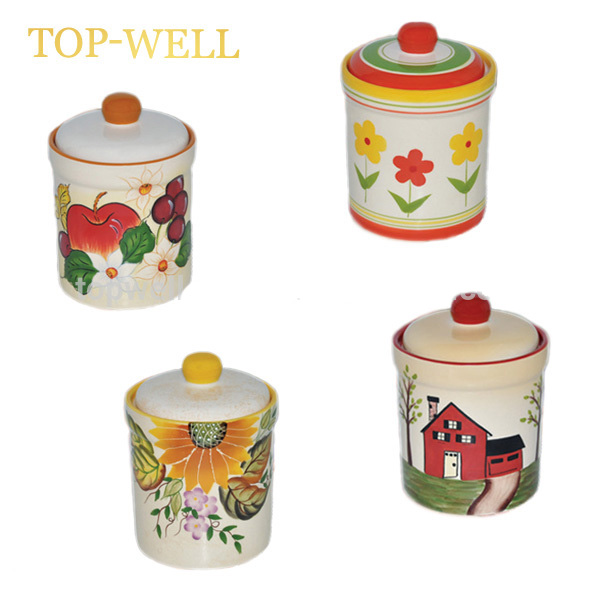 Set of 4pcs multi-fuction colorful ceramic canister