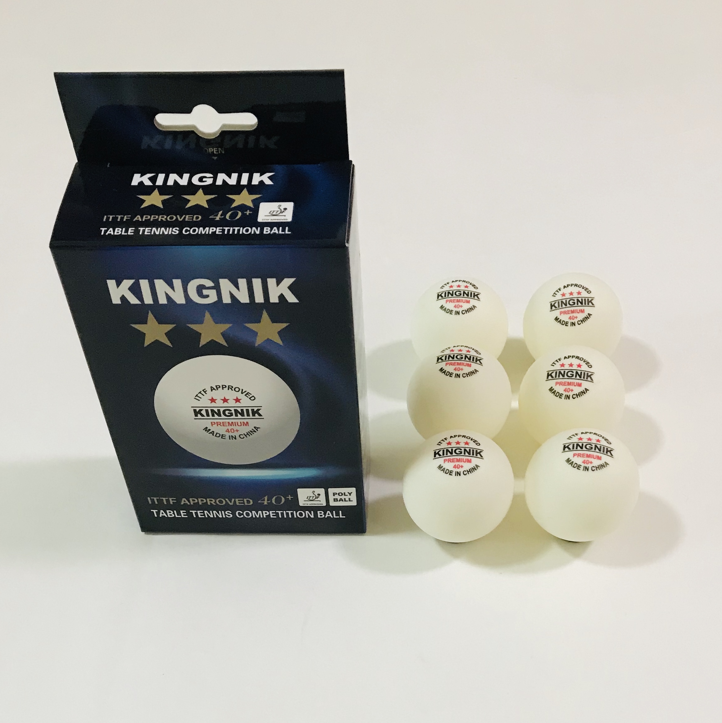 Мяч для настольного тенниса KINGNIK Premium 3 star 40 +, одобренный ITTF (коробка с отверстием для толкания)