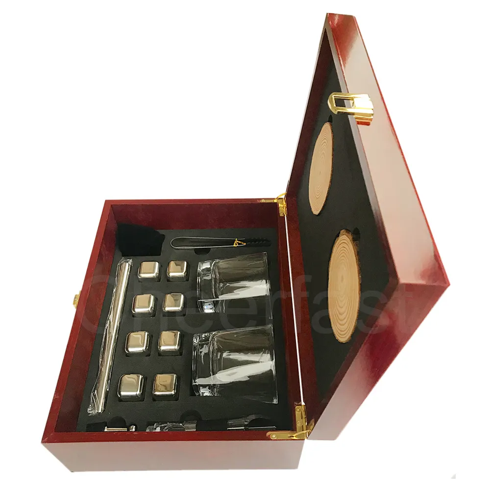 Factory Wholesale Stainless Steel Wine Chiller Whiskey Stones Gift Set