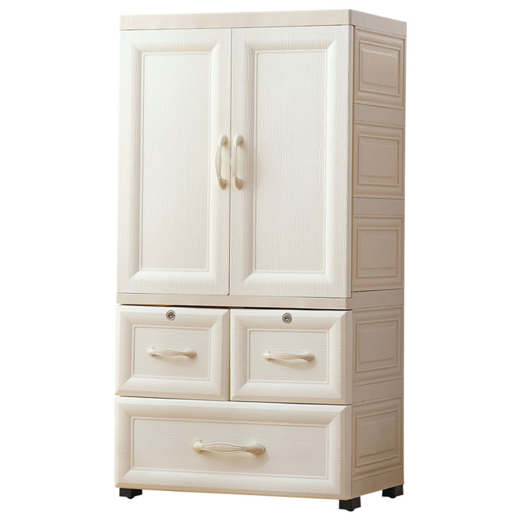Пластиковый детский гардероб с 3 ящиками и открытой дверью, 57*37*110 см