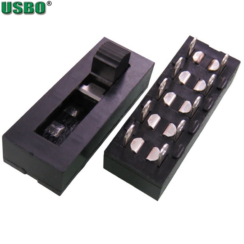 Large Current 2P4T 10Pins 4 Position Vertical Flat Slide Switch For Vacuum Cleaner