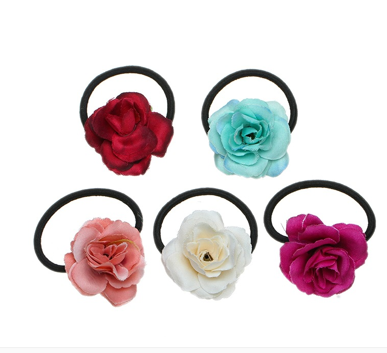 New rubber band hair ring simulation fabric rich peony flower head rope hair rope hair flower