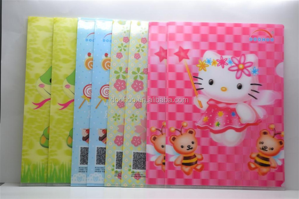 2015 fashion durable lovely hello kitty folder plastic school office file folder