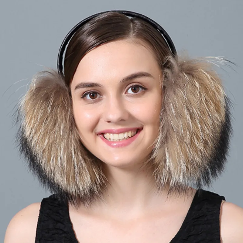 CX-A-73A 2022 New Design Women Wholesale Raccoon Fur Ear Muffs