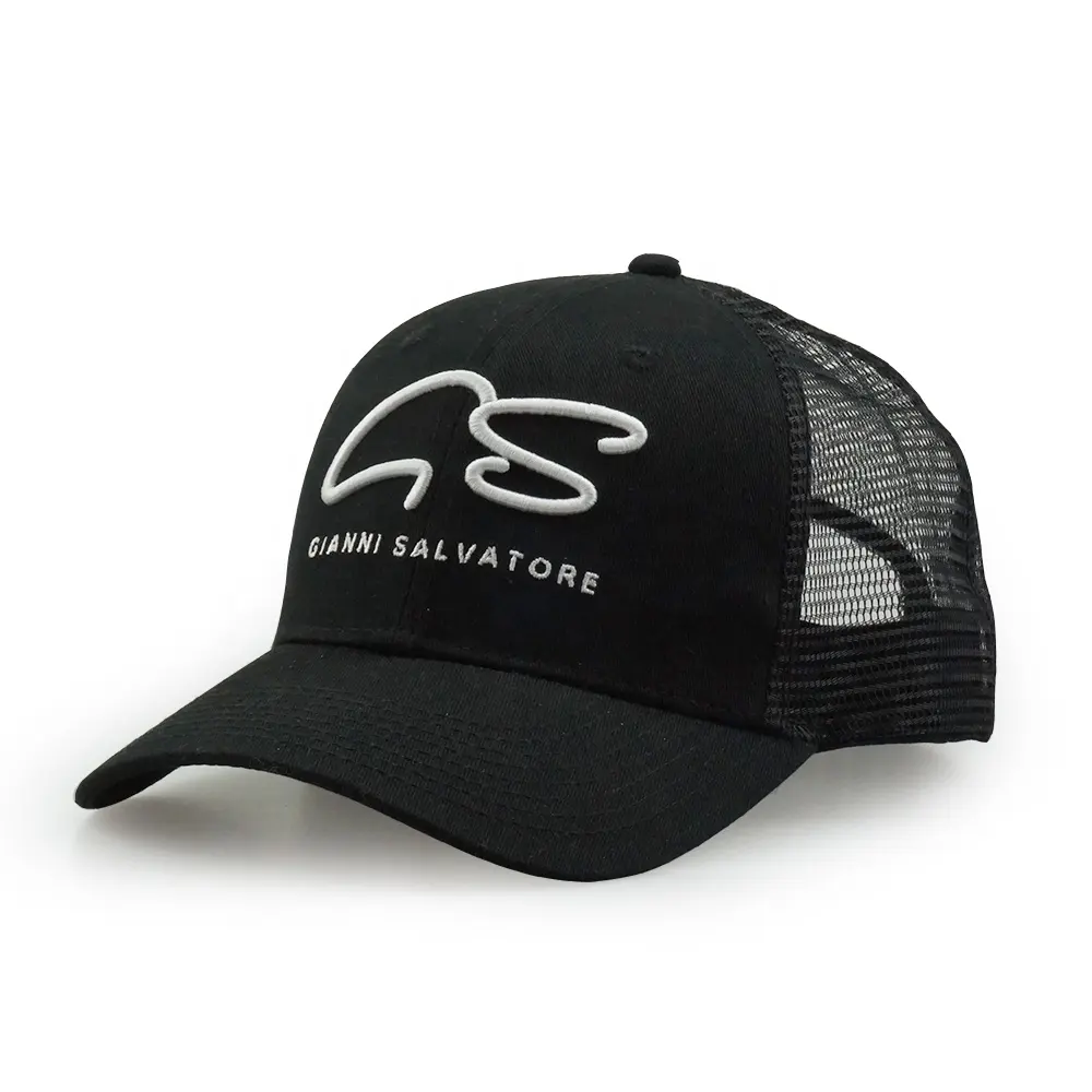 5% OFF Low MOQ Custom Embroidery Logo Black Trucker Baseball Caps Mesh Back Hat