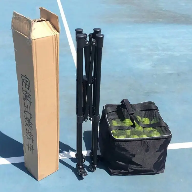 Smart portable movable nylon cloth and metal tennis basket for training