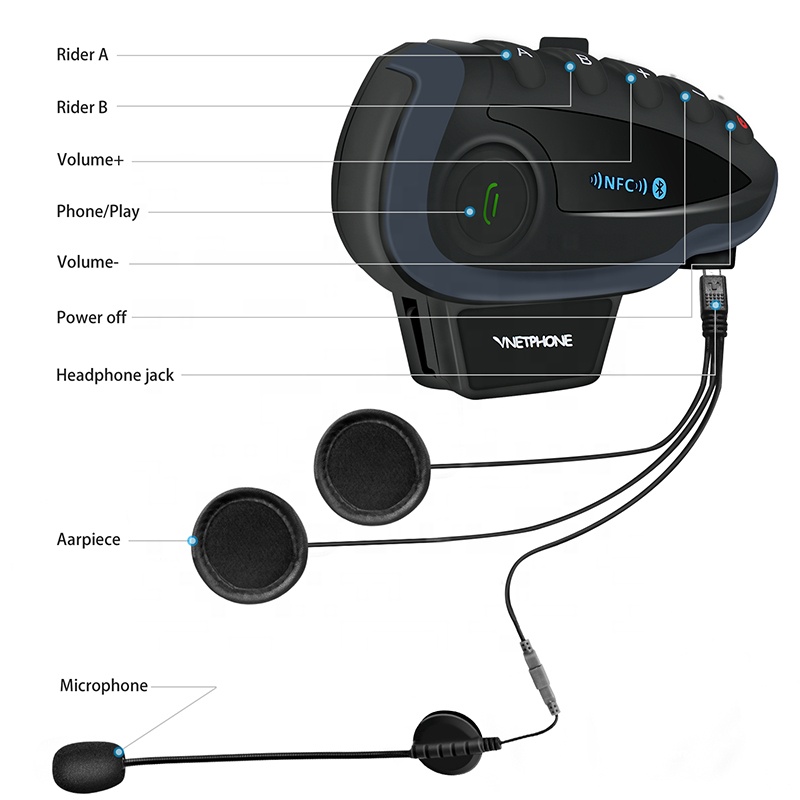 Bluetooth-гарнитура vnetphone v8, Беспроводная bluetooth-гарнитура для мотоцикла, fm-радио, bluetooth-гарнитура
