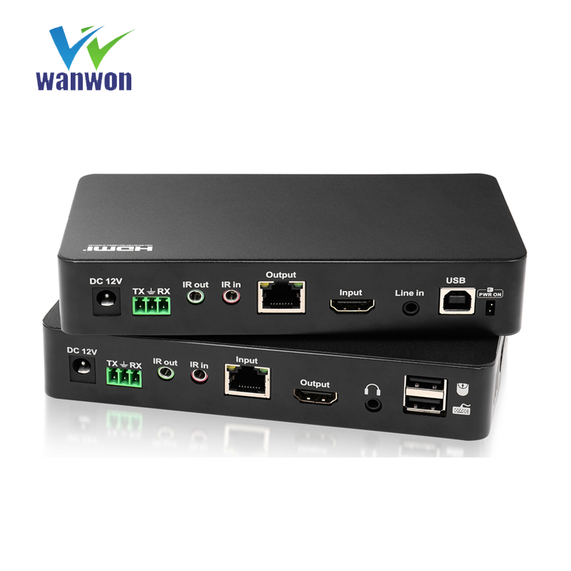 100 м HDMI KVM удлинитель 100 м HDMI KVM Удлинитель USB 2,0 и аудиовыход 100 м HDMI KVM удлинитель 4K @ 30 Гц HDBaseT
