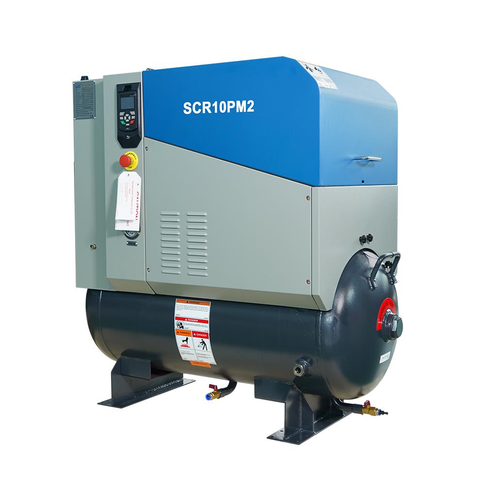 7.5kw 10hp маленький Стационарный винтовой воздушный охлаждающий компрессор PM с баком (SCR10PM2)