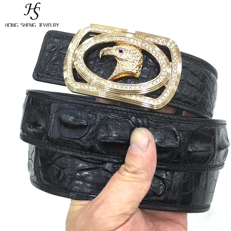HS-CBO1 Men's Back Cut Crocodile Leather Belt